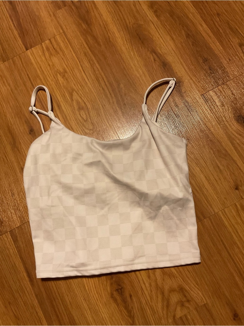 Hurley Round Neck Checkered Crop Tank Outdoor Compression Sports Bra Sz Medium